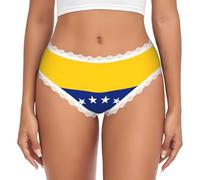 BOAIHH Ropa interior de encaje para mujer, cómoda, ligera, exquisita bandera de Venezuela, estampado para uso diario, blanco, L