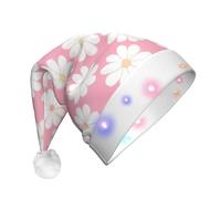 BOAIHH Sombrero de Navidad de Papá Noel LED de felpa para exquisito patrón de camelia, suave y parpadeante, accesorio de fiesta para festivales