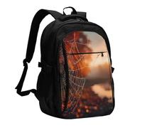 BOAIHH Spider Web at Dusk - Mochila de gran capacidad para computadora, compartimento independiente, diseño de alivio de presión, trabajo