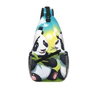 BOAIHH Two Happy Pandas - Bolsa de pecho de gran capacidad, cómoda y descompresiva, adecuada para viajes, trabajo y al aire libre