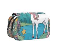 BOAIHH Unicorns by The River - Estuche doble con diseño de concha, impresión de ancho completo, adecuado para bocetos, viajes y escuela