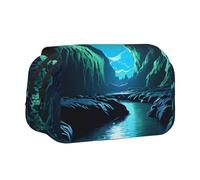 BOAIHH Water Moon Cave - Estuche con doble concha para bolígrafos, impresión de ancho completo, adecuado para bocetos, viajes y escuela