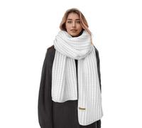 Boaisdus Bufandas de punto grueso de invierno para mujer, bufandas de punto grueso y cálido, bufanda de punto suave y larga para hombres y mujeres al aire libre, Blanco, 69×10in
