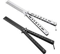 Boao - 2 peines de mariposa de acero inoxidable, plegables, para entrenamiento y práctica de pelo, herramientas de peinado para deportes al aire libre