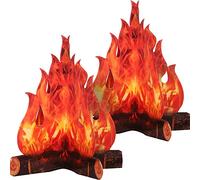BOAO 2 Set Fake Fire Fake Flame Camping Decoration 3D Cardboard Campfire Centerpiece Artificial Flames Campfire Party Decoration for Camp Bachelorette Christmas Party(12 x 10 Inch,Red Orange)