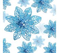 BOAO 24 Adornos para árbol de Navidad con Purpurina para árbol de Navidad, 3/4/6 Pulgadas (Azul Lago)