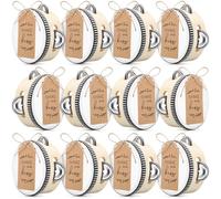 Boao 24 juegos de panderetas de boda de 4 pulgadas para adultos, cascabeles de madera de mano con etiquetas, cuerda de percusión, regalo de instrumento musical para iglesia, boda, fiesta