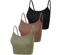 BOAO - 3 Camisola Deportiva Corta sin Mangas con Tirantes Delgados para Mujer, M