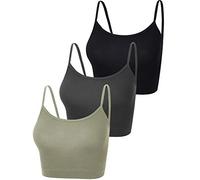 BOAO - 3 Camisola Deportiva Corta sin Mangas con Tirantes Delgados para Mujer, M