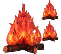BOAO 3D Antorcha de Llama de Cartón, Juego de 3, Rojo Naranja | Decorativo de Fuego Artificial, Papel de Llama Falsa, Decoración de Centro de la Fogata, para Fiesta Decorativa