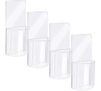 Boao 4 Soportes de Control Remoto de Montaje en Pared Organizador Acrílico Transparente Adhesivo Caja de Almacenaje Portalápices para TV Teléfono Plumas de Maquillaje Cepillo Llave Dormitorio Oficina