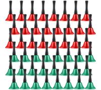 Boao 48 campanas de mano de Navidad con mango de madera | Timbres de acero de metal que suenan a granel, alarma de percusión de instrumentos musicales, color verde y rojo