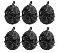 Boao 6 puf de malla de malla para baño, esponja exfoliante, almohadilla de esponja corporal, guante de ducha con bola de baño de flores (negro)