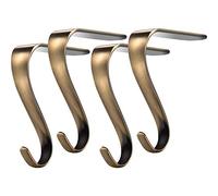 Boao Soportes de Calcetín de Navidad Perchas de Medias de Repisa de Metal Set de Empuñaduras de Repisa de Chimenea de Guirnalda de Estante para Decoración Fiesta Navidad (Color Bronce, 4)