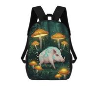 Boar in Enchanted Mushroom Forest Mochila Escolar Mochila Informal Para El Día A Día Mochila Escolar Para El Trabajo Bolsa De Viaje Para Acampar Aventuras Al Aire Libre Y Viajes Diarios 17inch