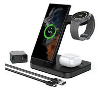 Boaraino Cargador inalámbrico, estación de Carga inalámbrica rápida 3 en 1 Compatible con Samsung Galaxy Watch 5/4/3/Active 2/1, Samsung S22 Ultra/S21/S20/Note20, Galaxy Buds