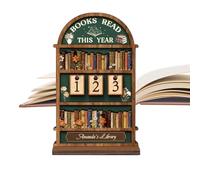 Board - Books Read This Year Counter, Goal Display with Erasable, Desk Shelf Decor with Wooden Stand, Classroom Library Accessory, Reading Progress Chart for Teachers Students