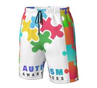 Board Shorts Hombre Patrón De Rompecabezas para La Concientización sobre El Autismo con Bolsillos Pantalon Corto Moda Short Bañador Hombre para Verano Entrenamiento Baloncesto S