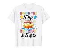 Board The Ship It's A Birthday Trip Pastel de cumpleaños Barco Camiseta