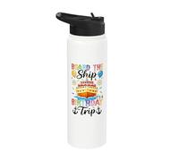 Board The Ship It's A Birthday Trip Pastel de cumpleaños Barco Stainless Steel Insulated Water Bottle