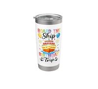 Board The Ship It's A Birthday Trip Pastel de cumpleaños Barco Vaso térmico de acero inoxidable de doble pared