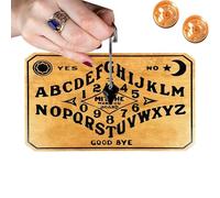 Board Wooden Ouija - Herramienta de comunicación espiritual tallada auténtica | Conjunto completo con tablero para la adivinación y la mediumnidad, tabla de brujas esotéricas, juego de salón