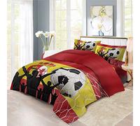 Boasorte Juego de edredón con diseño de fútbol de España, juego de ropa de cama con estampado de la selección nacional de fútbol de España, con edredón suave + 2 fundas de almohada (3 piezas) o sábana