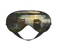 Boat at Lake Shore Sleep Eye Mas - Diseño actualizado que bloquea la luz nocturna para hombres y mujeres, regalos de viaje