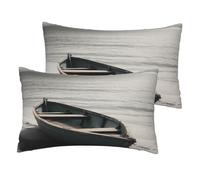 Boat by The Sea - Juego de 2 fundas de almohada de lino, funda de almohada refrescante tamaño Queen con cierre de cremallera, funda de almohada suave y transpirable de 12 x 20 pulgadas, sin arrugas