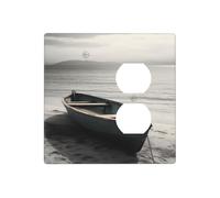 Boat by the sea - Placas de pared decorativas para interruptor de luz, 2 tomas de corriente, placa de interruptor eléctrico, cubierta de placa frontal termoplástica para dispositivo decorativo