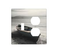 Boat by the sea - Placas de pared decorativas para interruptor de luz, 2 tomas de corriente, placa de interruptor eléctrico, cubierta de placa frontal termoplástica para dispositivo decorativo