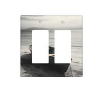 Boat by the sea - Placas de pared decorativas para interruptor de luz, 2 tomas de corriente, placa de interruptor eléctrico, cubierta de placa frontal termoplástica para dispositivo decorativo