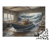 Boat in Workshop 100% Recycled Cardboard Abandoned Ship Room 1000 Piece Puzzle for Adults The Impossible Challenge Fun Present 52x38cm/1000pcs
