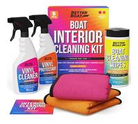 Boat Interior Cleaning Kit, Marine Vinyl Protectant and Cleaner, Wipes, Microfiber Cloths, for Boat Seats, Pontoon Accessories, Jet Ski, Car, and RV Care Supplies