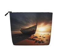 Boat On The Beach - Neceser de viaje versátil para maquillaje, perfecto para uso diario y viajes de negocios, Black, Talla única, Neceser
