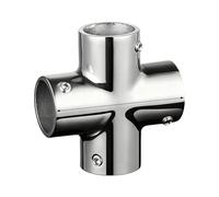 Boat Railing Hardware, 4 Way Bracket, 3 Inches Hand Rail Fitting with Secure Grip, Stainless Steel Marine Accessory with Rust Resistance, Outdoor Dock Deck Ship Guardrail System Construction Tool