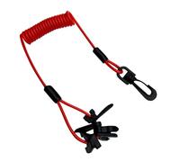 Boat Safety Lanyard, Outboard Motor Power Switch, Engine Stop Button, 7 Key Connector, Sturdy PU Wax Rope, Ideal for Marine Crisis Use, 55 Inches, Red Color, 1 Piece