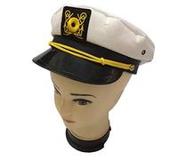 Boat Sailor - Gorro de yate con borde recto y dorado blanco, blanco, Talla única