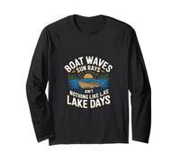 Boat Waves Sun Rays Ain't Nothing Like Lake Days ------ Manga Larga