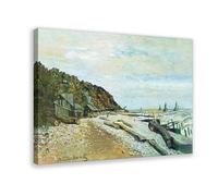 Boatyard near Honfleur by Claude Monet - Póster artístico en lienzo y arte para pared, marco moderno para decoración de dormitorio familiar, 40,6 x 61 cm