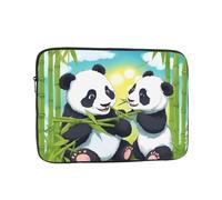 BOAXXL Bolsa para laptop Two Happy Pandas, ligera y compacta, adecuada para viajes y trabajo, universidad, Black, 13 inch