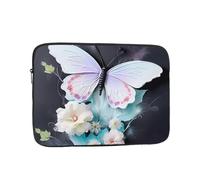 BOAXXL Bolsa para portátil con diseño de mariposa blanca, ligera y compacta, adecuada para viajes y trabajo, universidad, Black, 17 inch