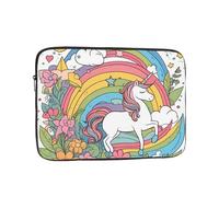 BOAXXL Bonita bolsa para laptop con diseño de arcoíris y unicornios, ligera y compacta, adecuada para viajes y trabajo, universidad, Black, 15 inch