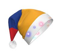 BOAXXL Sombrero de Navidad LED - Sombrero de Papá Noel de felpa con estampado de bandera de Armenia, diseño suave y agradable al tacto para festivales y fiestas