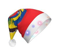BOAXXL Sombrero de Navidad LED - Sombrero de Papá Noel de felpa con estampado de bandera de Ecuador, diseño suave y agradable al tacto para festivales y fiestas