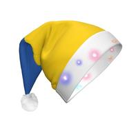 BOAXXL Sombrero de Navidad LED - Sombrero de Papá Noel de felpa con estampado de bandera de Ucrania, diseño suave y agradable al tacto para festivales y fiestas