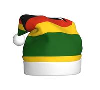 BOAXXL Sombrero de Papá Noel de felpa con estampado de bandera de Zimbabue, suave, agradable al tacto, tamaño universal, para adultos