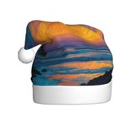 BOAXXL Sombrero de Papá Noel de felpa con estampado de barco solitario, suave y agradable al tacto, tamaño universal, para adultos