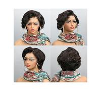 Bob corto 13x4 encaje frontal Pixie corte rizado peluca virgen brasileña de cabello humano para mujeres antes de color negro natural Remy cabello agrega volumen al cabello