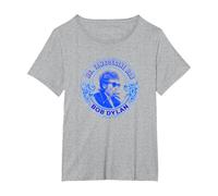 Bob Dylan Mr. Pandereta Oficial Camiseta, Mujer Tallas Grandes, Gris Jaspeado, 3XL Grande